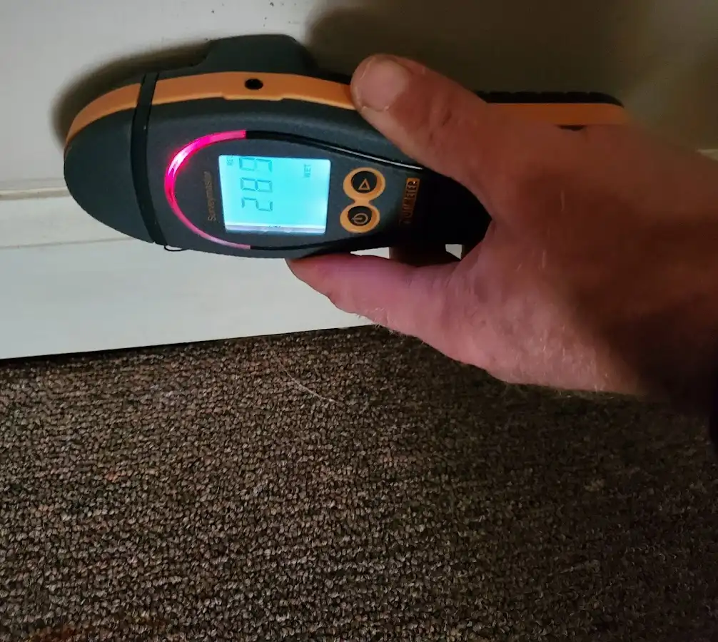 Moisture detection at baseboard during Sewage Cleanup & Sanitation in Ottawa